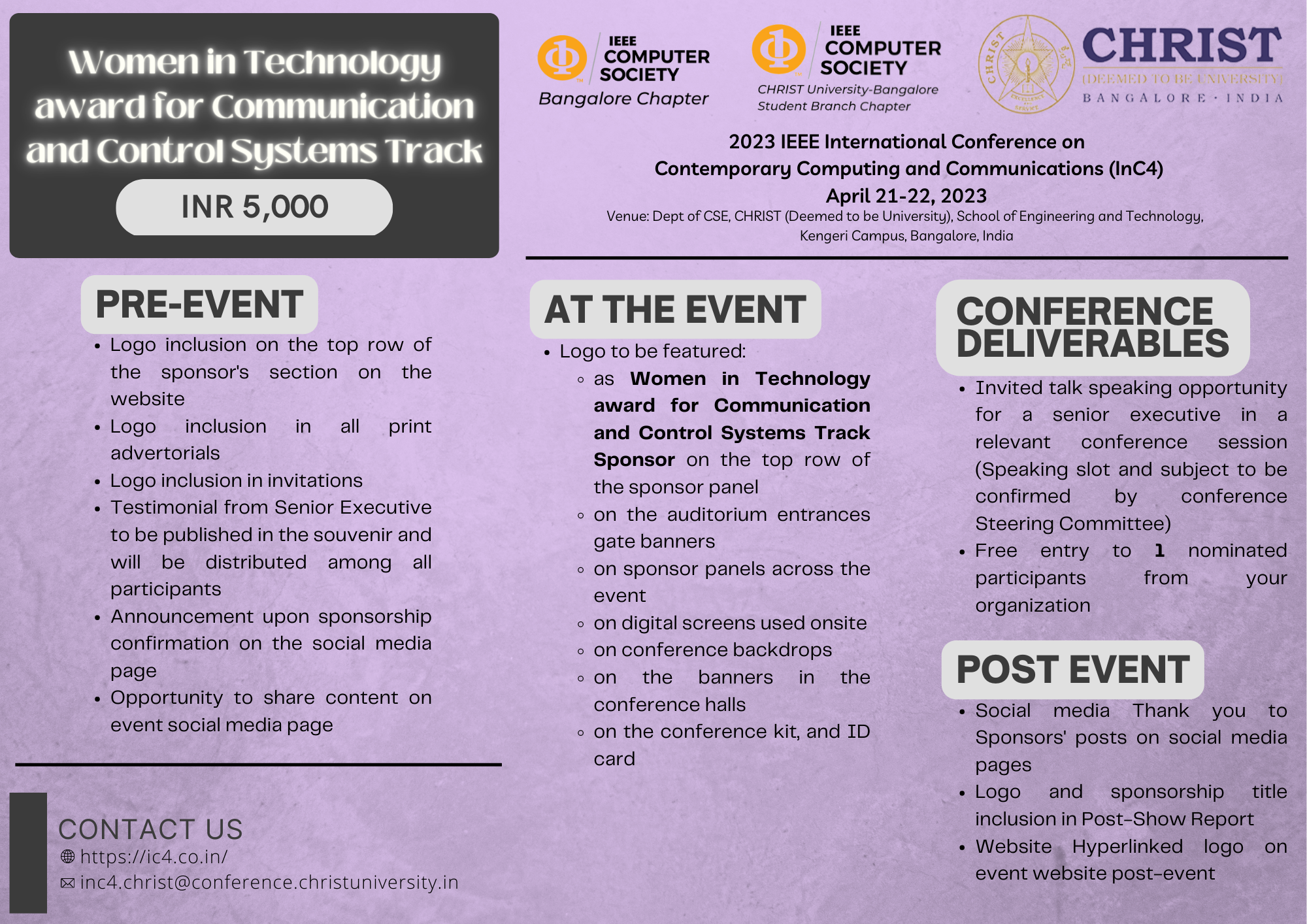 Women in Technology Award for Communication and Control Systems Track